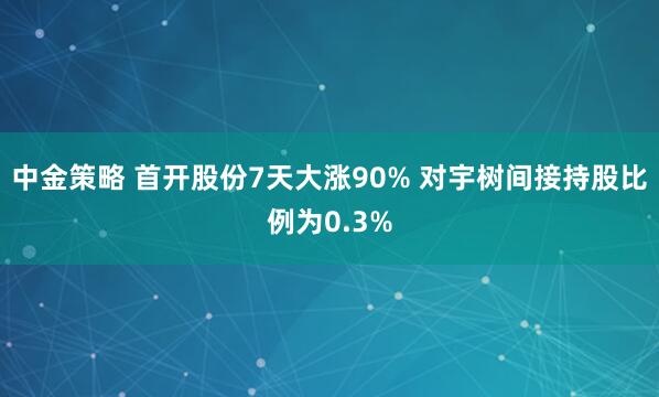 中金策略 首开股份7天大涨90% 对宇树间接持股比例为0.3%