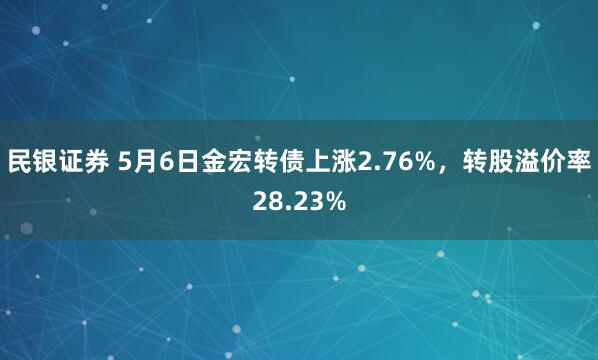 民银证券 5月6日金宏转债上涨2.76%，转股溢价率28.23%